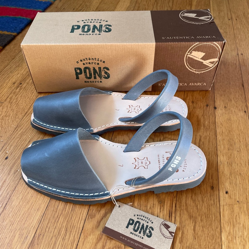 Pons French Blue Leather Sandals